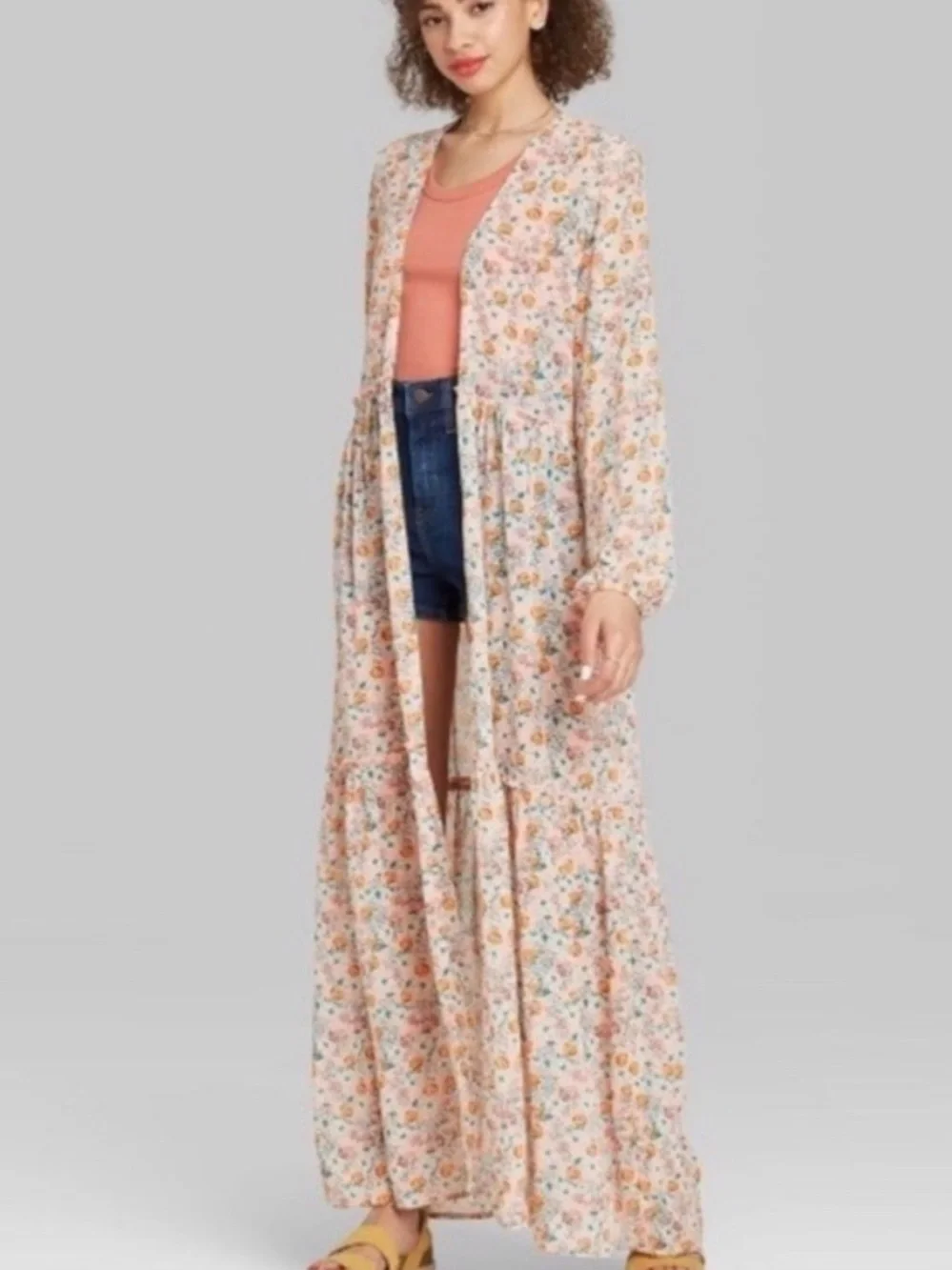 Women’s Floral Beach Cover-Up Duster - Pink